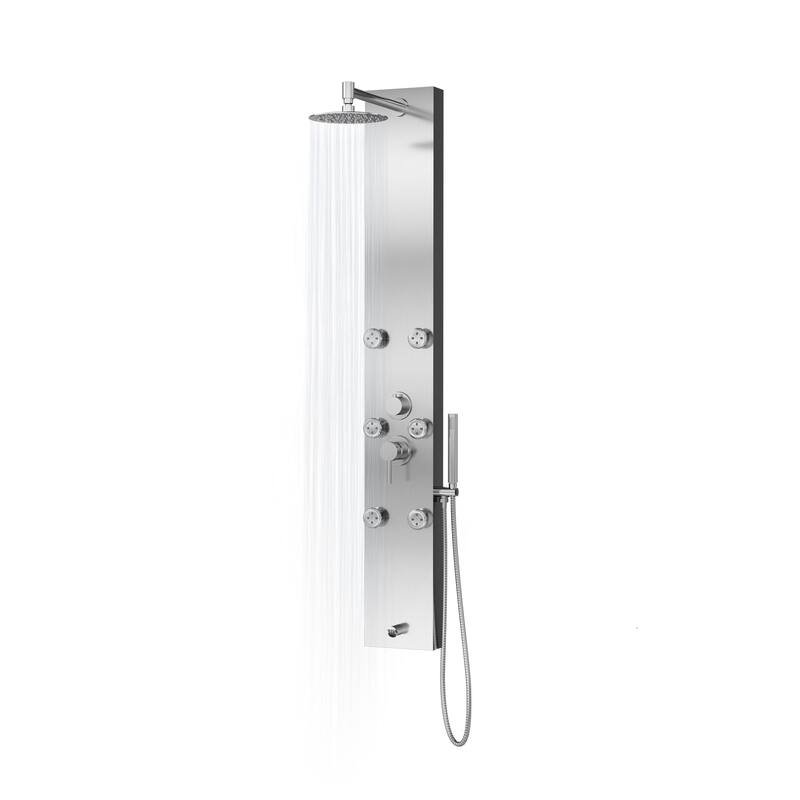 Monterey 8-in Rain Showerhead ShowerSpa with 6-Body Jets Handshower and Tub Spout Brushed Stainless Steel 1.8 GPM
