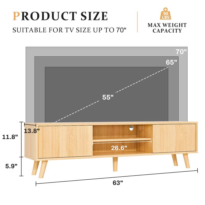 TV Console Table Media Cabinet with Storage for Living Room
