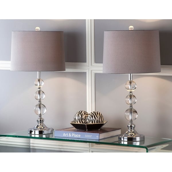 slide 2 of 10, SAFAVIEH Lighting 27-inch Keeva Clear Crystal Table Lamp (Set of 2). - 14"W x 14"D x 26"H