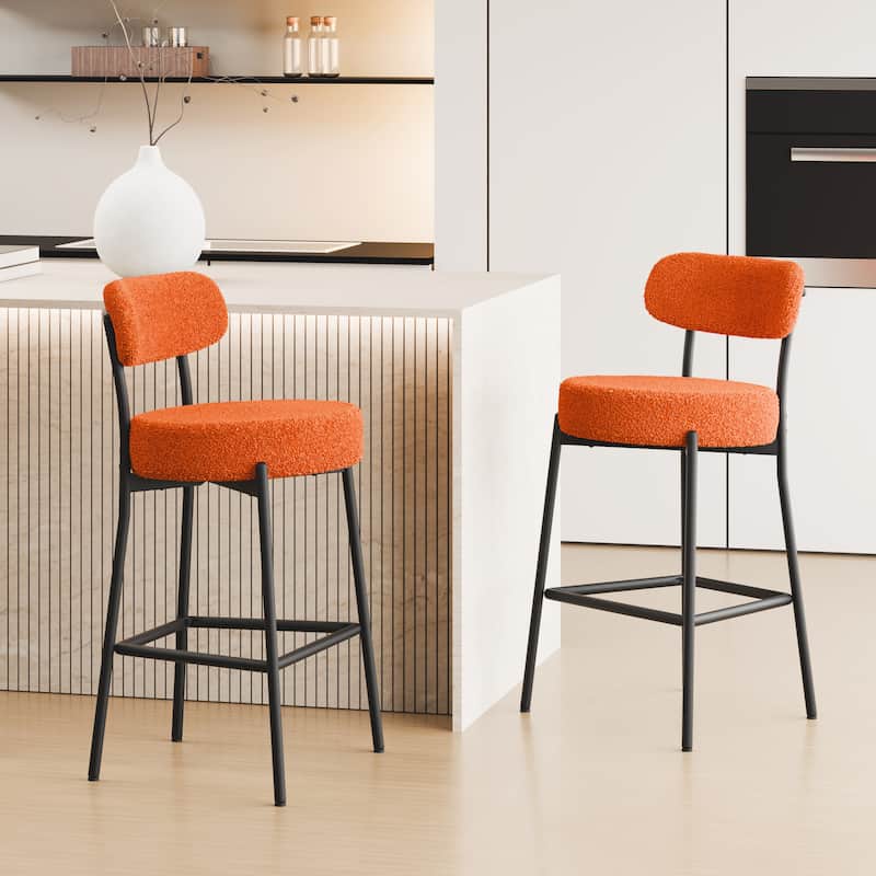 XINMICS 27 Inches Boucle Counter Height Bar Stools with Back