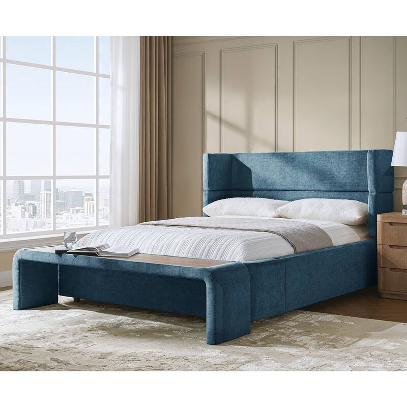 Kenneth Mordern Upholstered Bed with Four Interchangeable Configurations and Bed Tabled by HULALA HOME