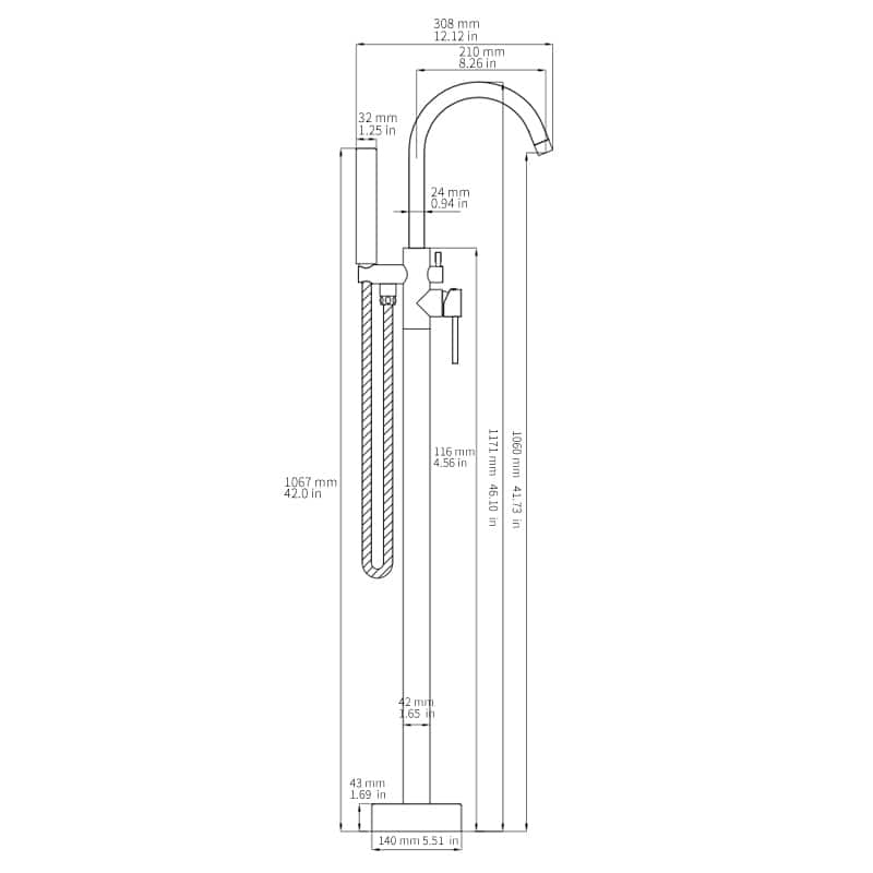 Single Handle Freestanding Tub Filler Floor Mount Bathtub Faucet with Handheld Shower (Brushed Nickel)