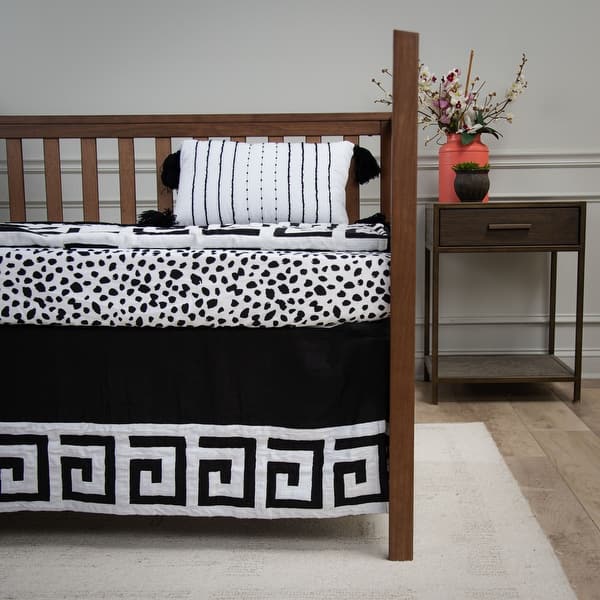 slide 2 of 8, Rizzy Home Adair Greek Key Crib Skirt - 26" X 51"