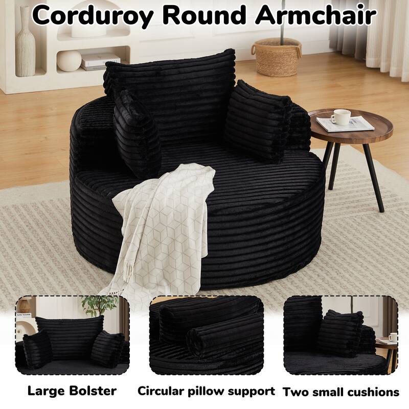 Rossetta 50"L Modern Backrest Pillow Design Fluffy Corduroy Sponge Single Sofa, No Assembly Required