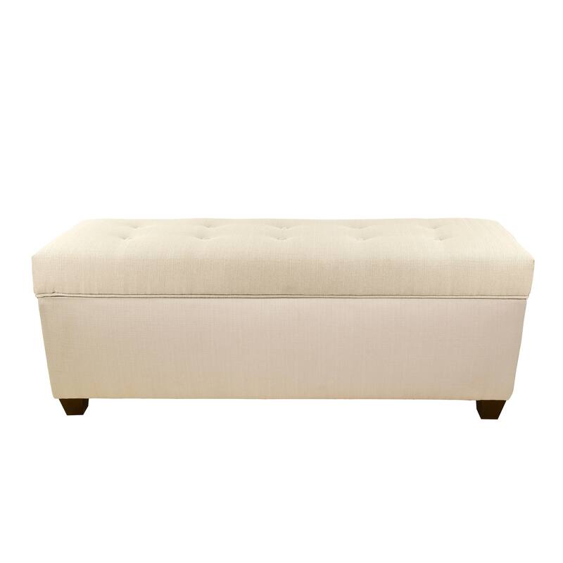 Sole Secret Button Tufted Linen Storage Bench - Beige