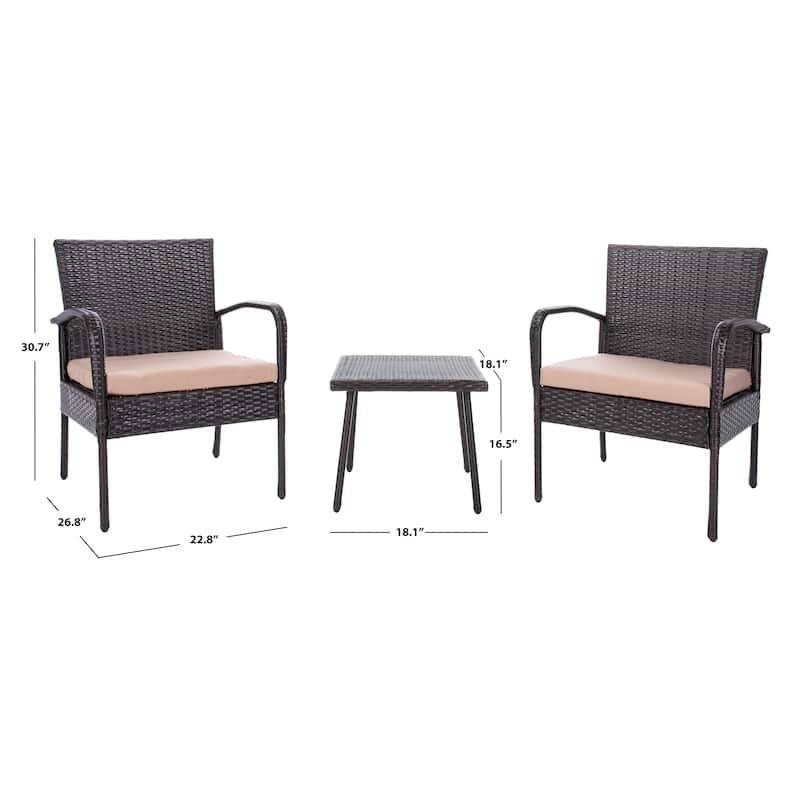 SAFAVIEH Outdoor Addisyn 3-Piece Lounge Set - 18Wx18Dx17H