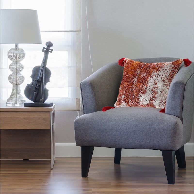 Sevita Red and Silver Traditional Textured Embers Throw Pillow