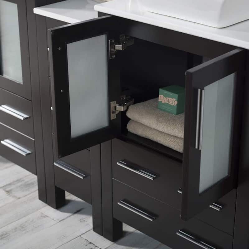 Blossom Sydney 60 Inch Double Sink Vanity with Side Cabinet & Mirrors