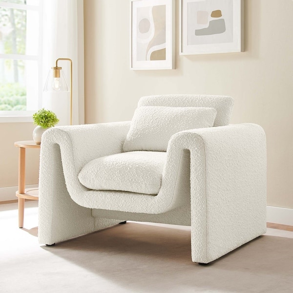 slide 2 of 17, Waverly Boucle Upholstered Armchair Ivory