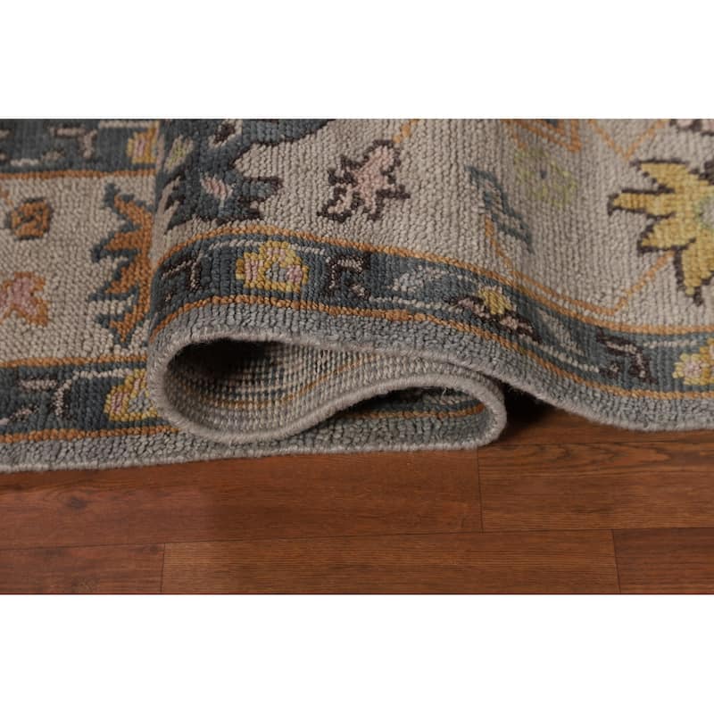 Gray Oushak Indian Area Rug Hand-Knotted Wool Carpet - 7'9"x 10'0"