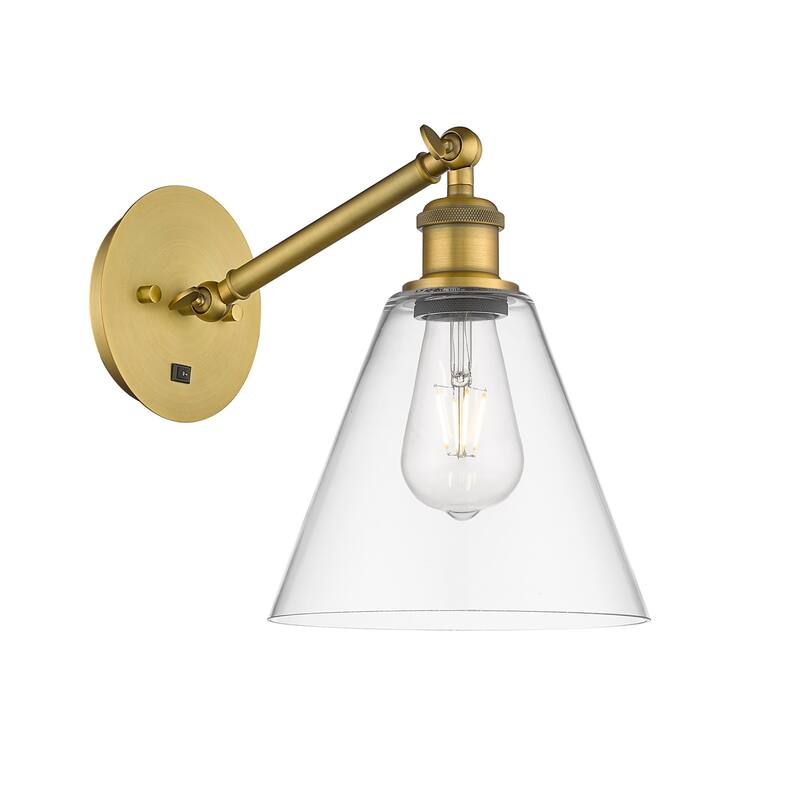 Innovations Lighting 317-1W-14-8 Berkshire Sconce Berkshire 14" Tall - Brushed Brass / Clear