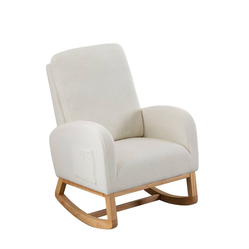 Nursery Rocking Glider Chair with High Back and Side Pocket