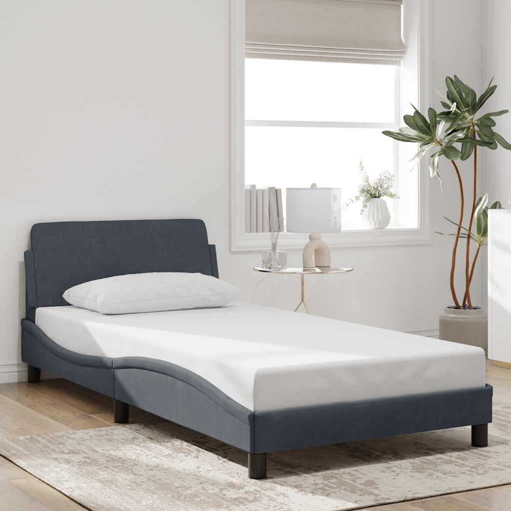 vidaXL Bed Frame with Headboard Dark Gray 39.4"x74.8" Twin Velvet