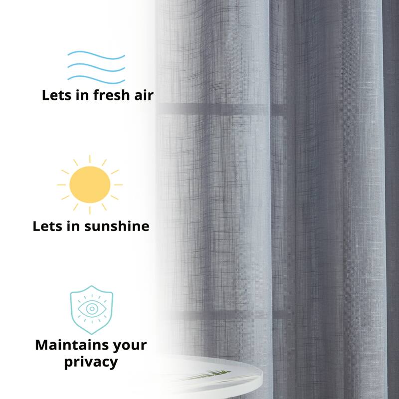 HLC.me Abbey Faux Linen Textured Semi Sheer Grommet Curtain Tiers Valance Small Windows, Bedroom & Bathroom