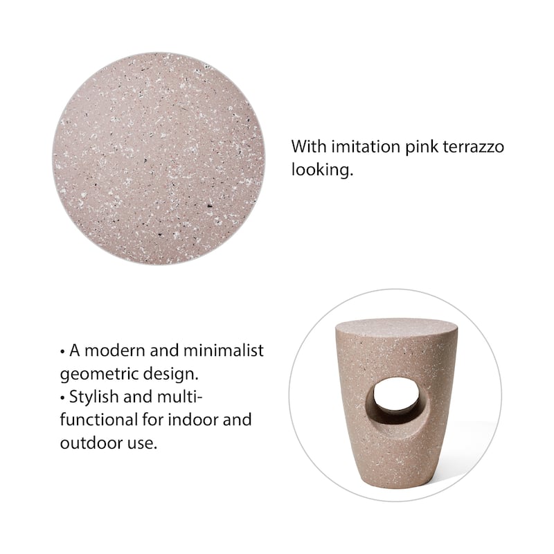 Glitzhome 18"H MGO Faux Concrete Plant Stand Accent Table Garden Stool