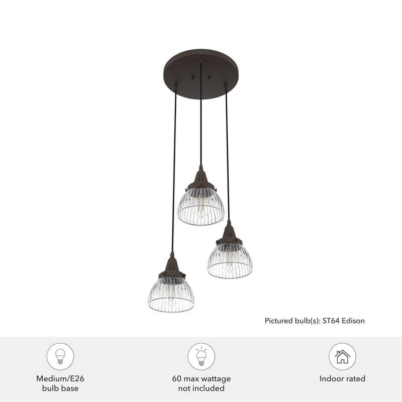 Hunter Cypress Grove 3-Light Cluster Pendant - Island, Dining Room, Entry - Transitional