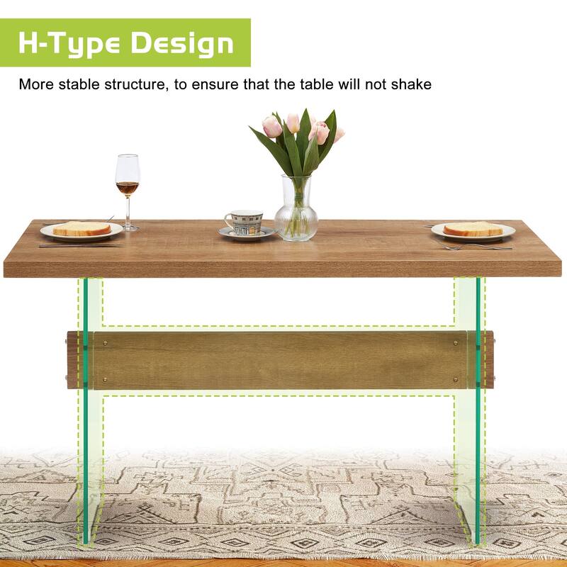 ivinta Modern White Dining Table, High Glossy Dining Room Table