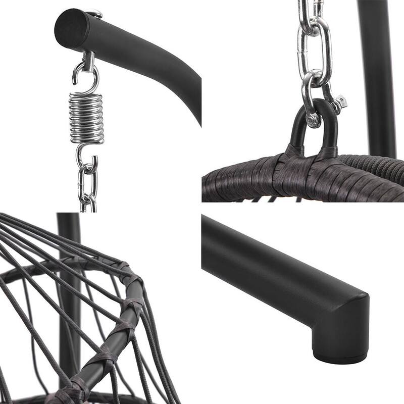 Egg Chair with Stand,Patio Rattan Wicker Hanging Swing,Indoor Outdoor - Egg Chair with Stand
