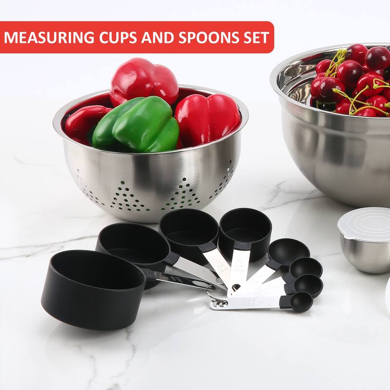 23pcs Stainless Steel Mixing Bowl Set with Airtight Lids 1.5QT 3QT 5QT
