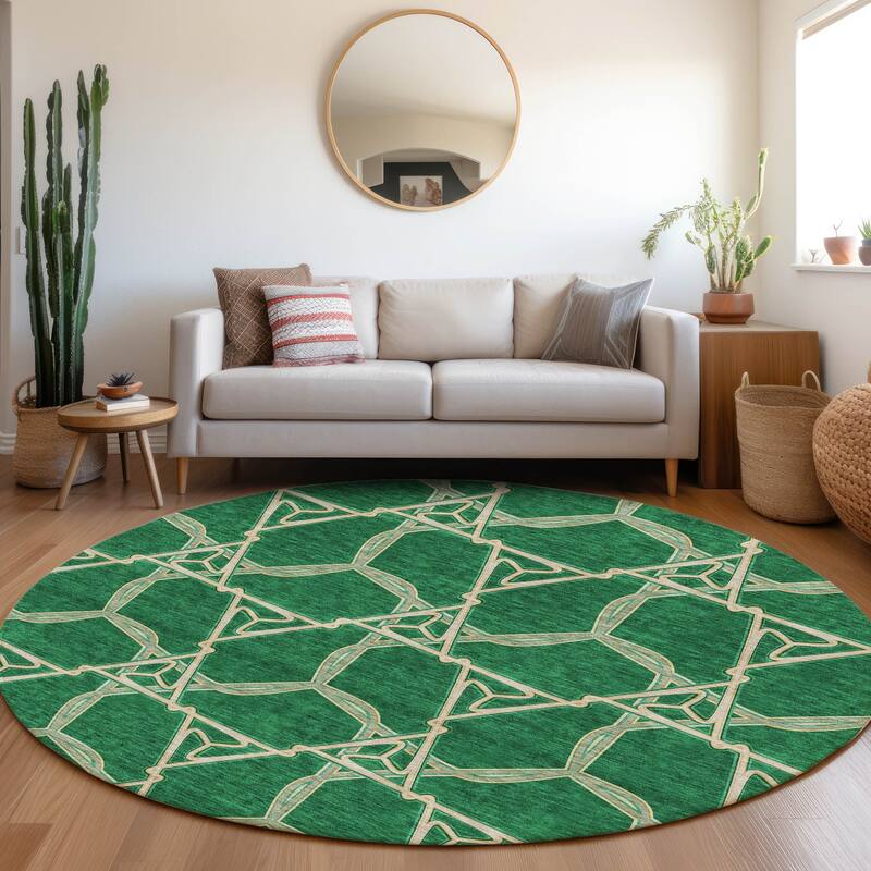 Premium Washable Super Soft Modern Tangle Mayfield Rug - Emerald - 8' x 8'