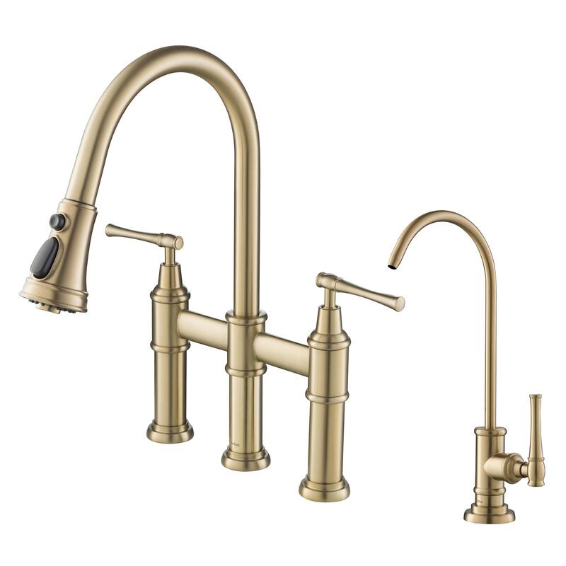 Kraus Allyn 1.8 GPM Bridge Pull-Down Faucet - Brushed Gold
