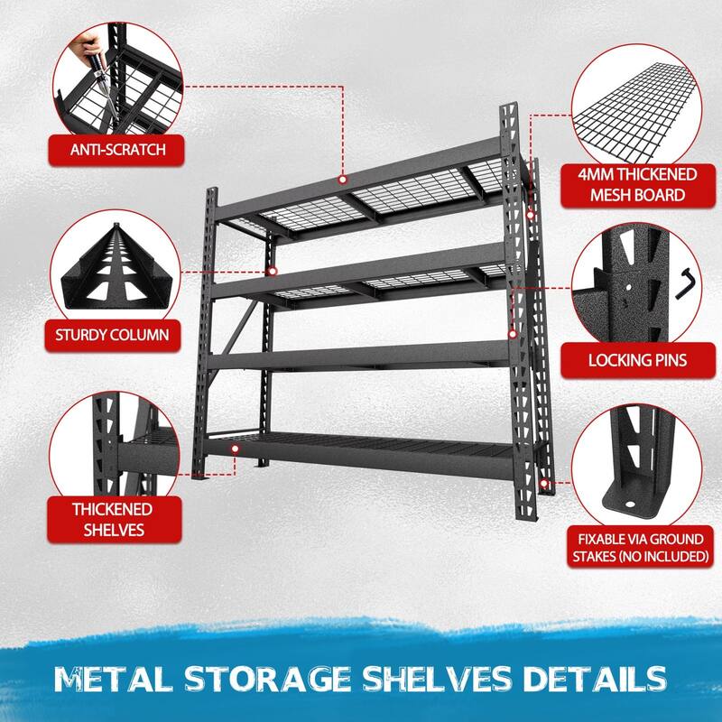 VEIKOUS Heavy Duty Metal Shelving Units, 2000 LBS Per Shelf Garage Storage Shelves with Adjustable Height