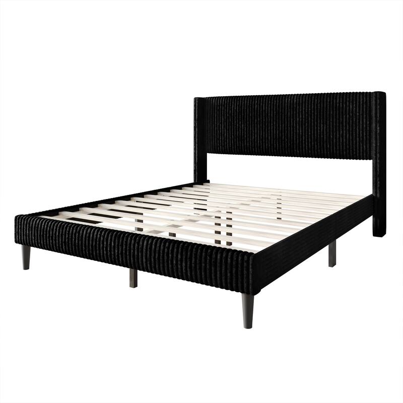 CraftPorch Modern Wingback Upholstered Velvet Bed
