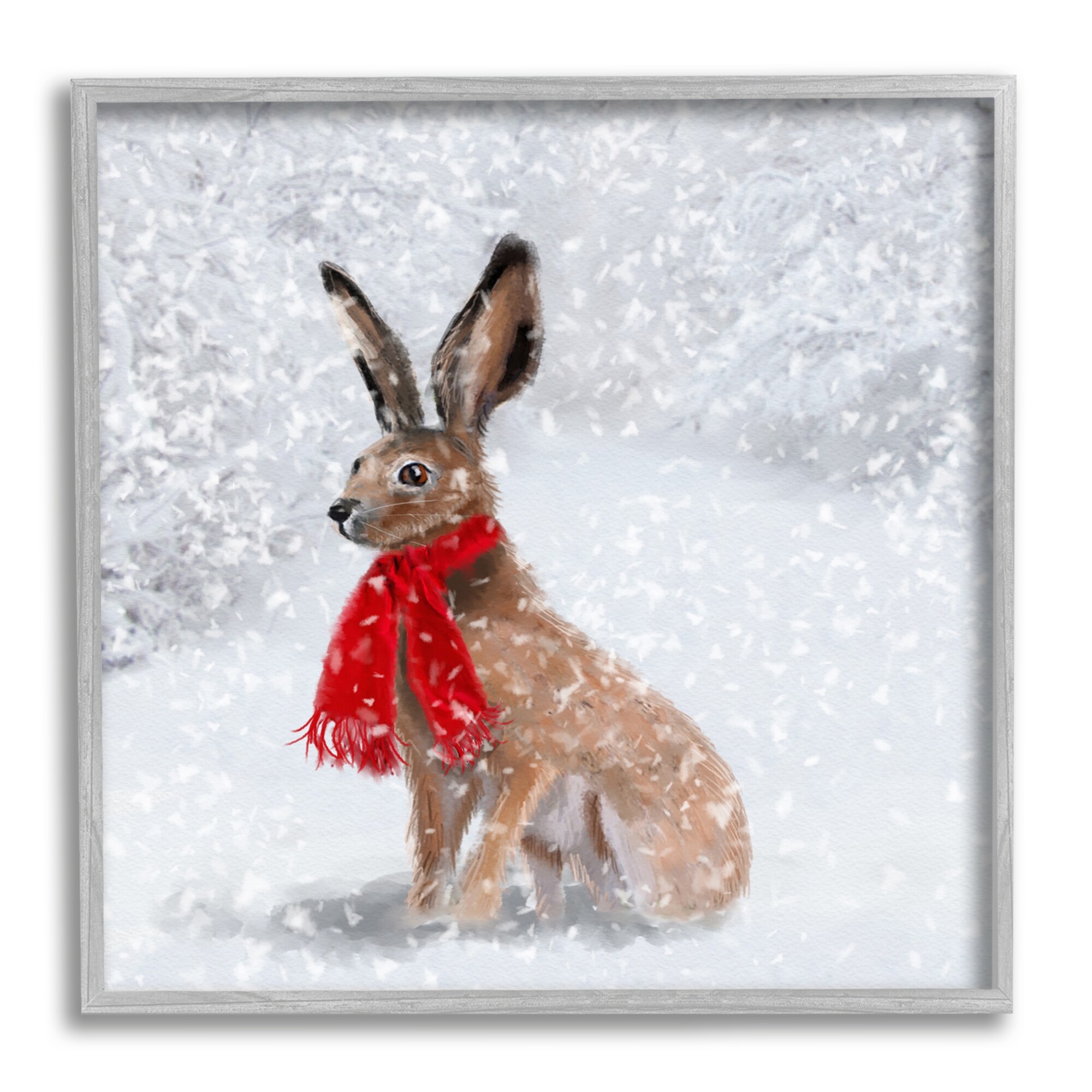 Stupell Winter Rabbit Scarf Landscape Framed Giclee Art by Lemon & Sugar