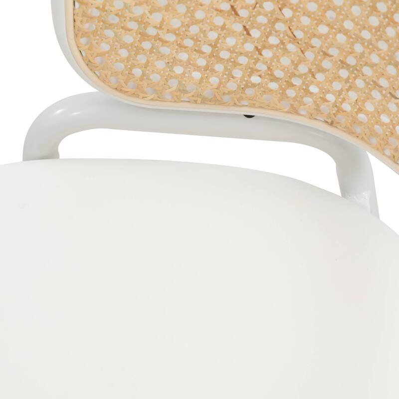 Ervilla Modern Stylish Side Chair with Rattan Back and White Steel Legs for Dining Room & Kitchen, Set of 2