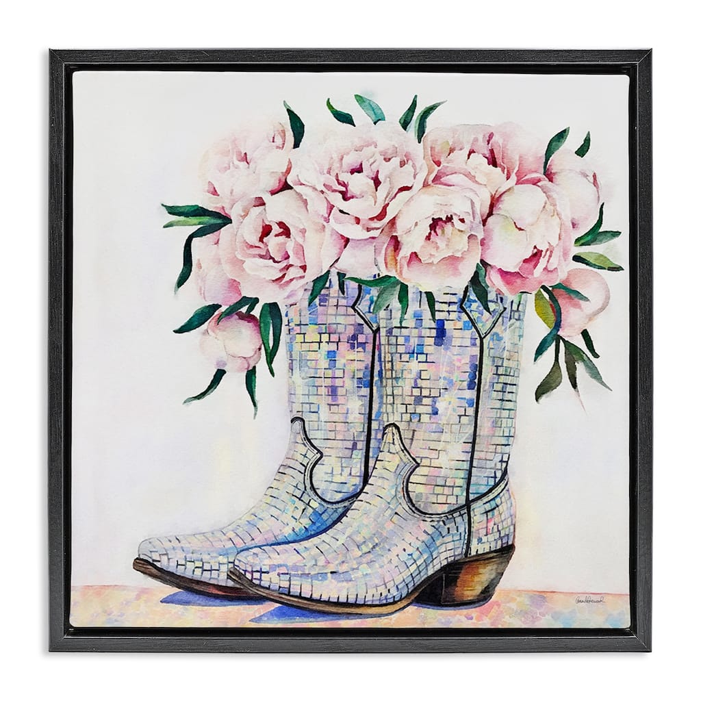 Stupell Rose Filled Cowgirl Boots Framed Floater Canvas Wall Art Design By Amanda Greenwood