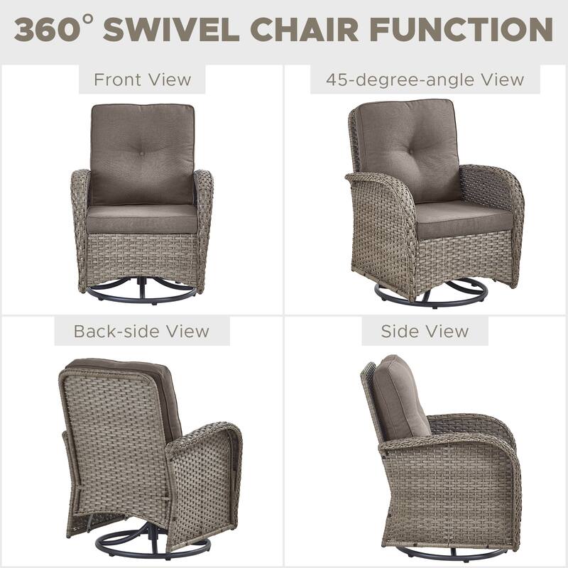 Outdoor Gliders Chair with Side Table Grey-Grey - Grey