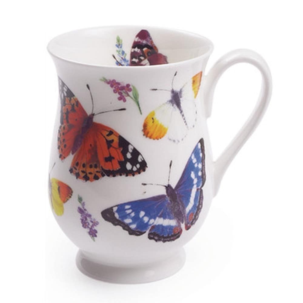 Roy Kirkham Eleanor Mug - Butterfly Garden Set of 6, Bone China Ceramic Made in England