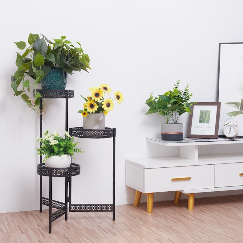 Black Metal Plant Stand Indoor 3 Tier Tall Plant Stand Pot Holder