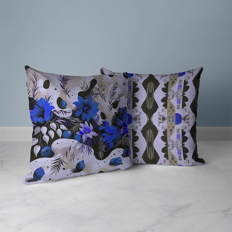 Charming Chronicles Faux Suede Reversible Throw Pillow Blue and Black