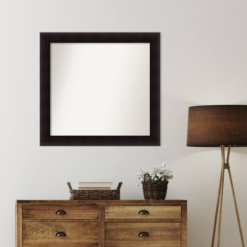 Portico Espresso Framed Non-Beveled Custom Wall Mirror, Bathroom Vanity Mirror