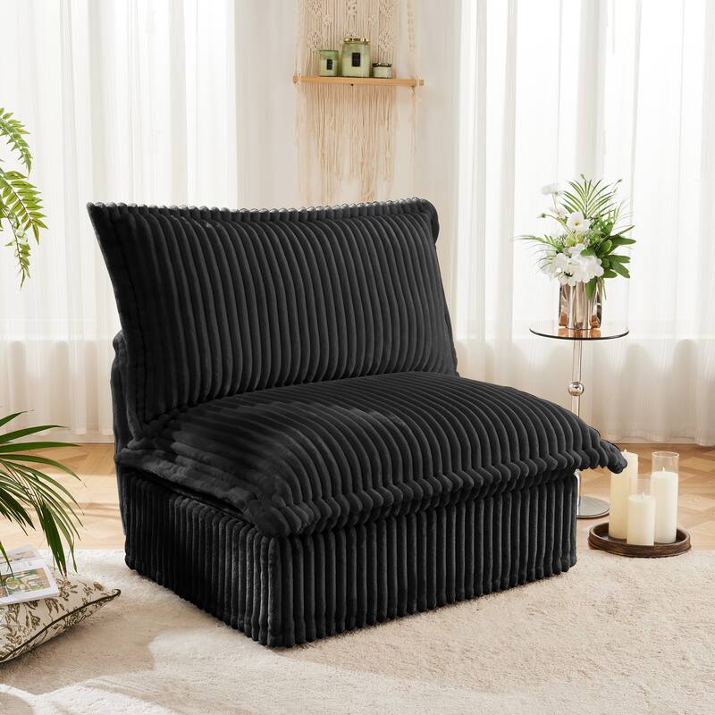 Armless Accent Chair Corduroy Upholstered Single Sofa Chair with Removable, Cover Living Room Reading Chair