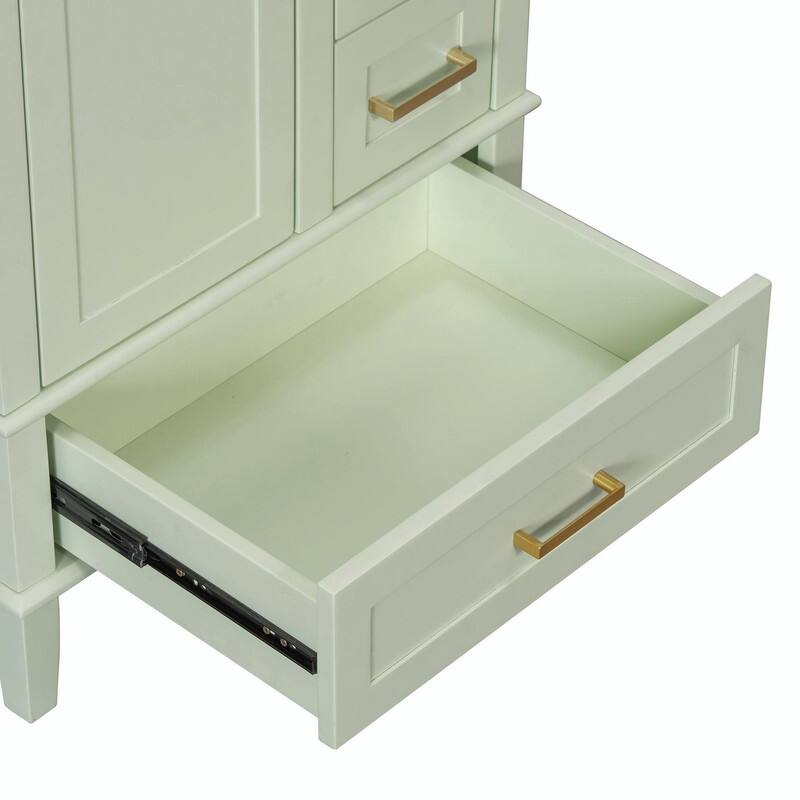 24.8" Bathroom Vanity with Ceramic Sink, Modern Freestanding Cabinet with Soft-Close Door and 3 Storage Drawers