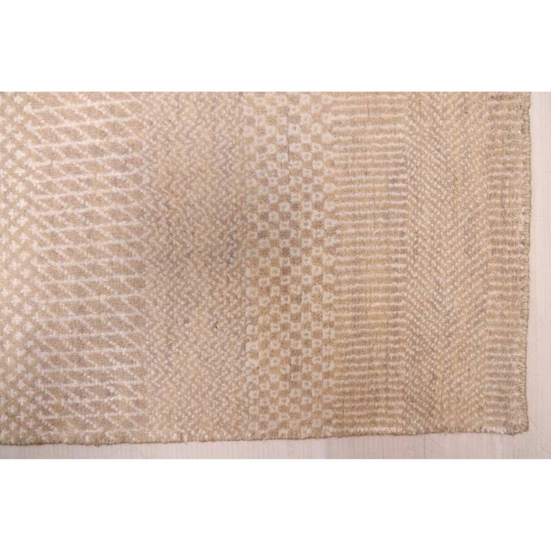 ECARPETGALLERY Hand-knotted Finest Silk Shadow Beige Silk, Wool Rug - 2'4 x 9'11