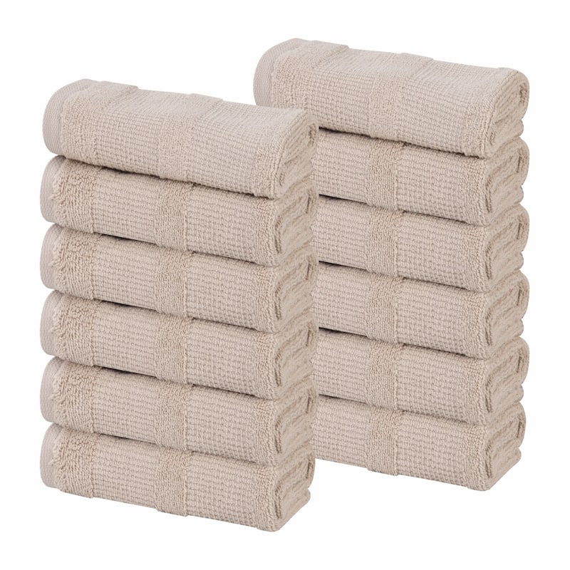 Superior Roma Cotton Ribbed Absorbent Face Towel Washcloth Set of 12
