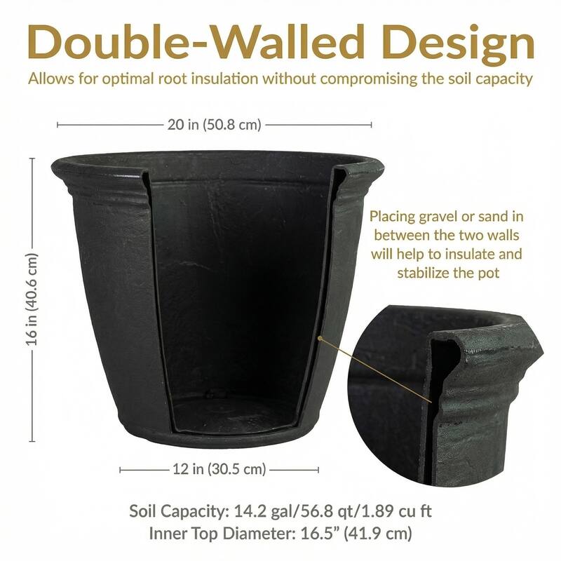 Sunnydaze Anjelica Outdoor Flower Pot Planter - 20-Inch - 4-Pack