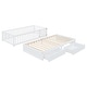 preview thumbnail 11 of 118, Wood Cribs Convertible Toddler Bed with Fence Guardrails and 2 Drawers Split into Independent Floor Bed and Daybed Slat Support