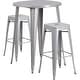 preview thumbnail 31 of 31, 30'' Round Metal Indoor-Outdoor Bar Table Set with 2 Square Seat Backless Stools - 30"W x 30"D x 41"H