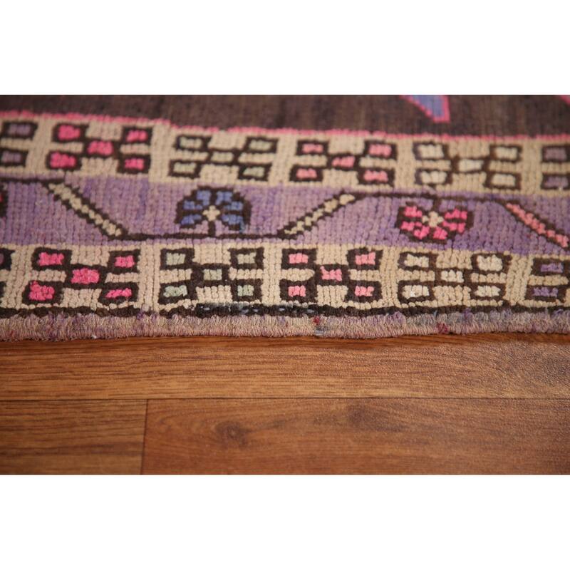 Meshkin Persian Vintage Runner Rug Handmade Wool Carpet - 3'4" x 10'0"