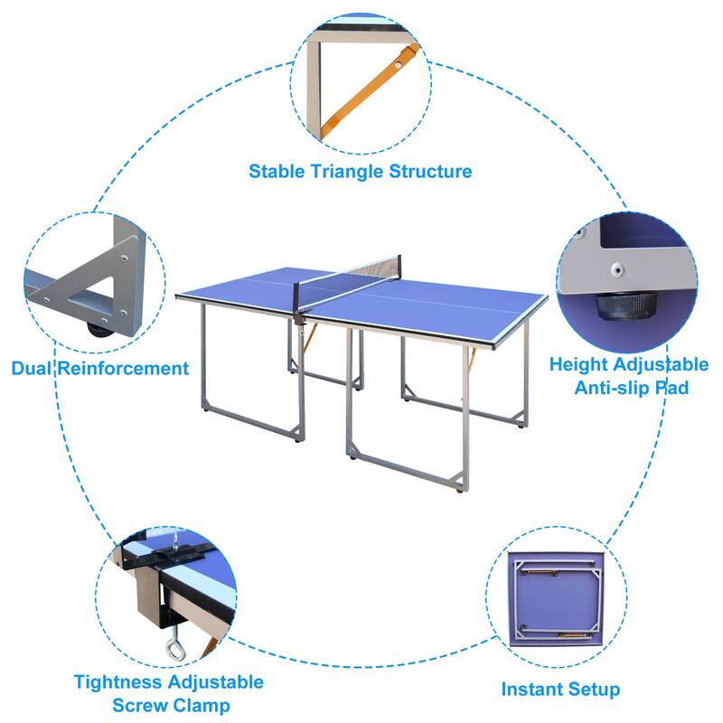 6FT Foldable & Portable Tennis Table Ping Pong Table Set