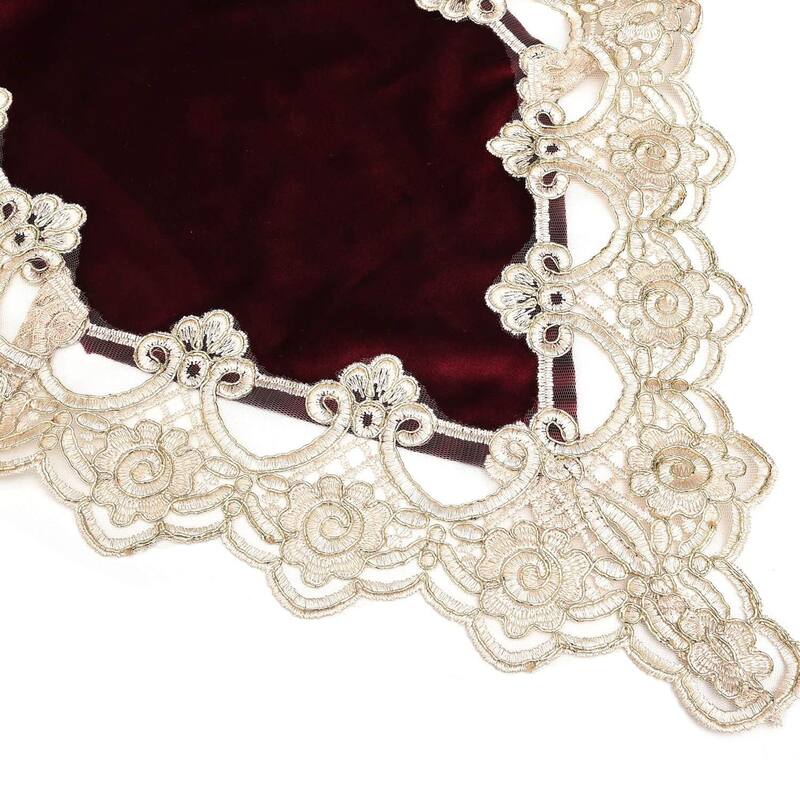 Polyester & Velvety Table Runner with Gold Lace Border Mothers Day