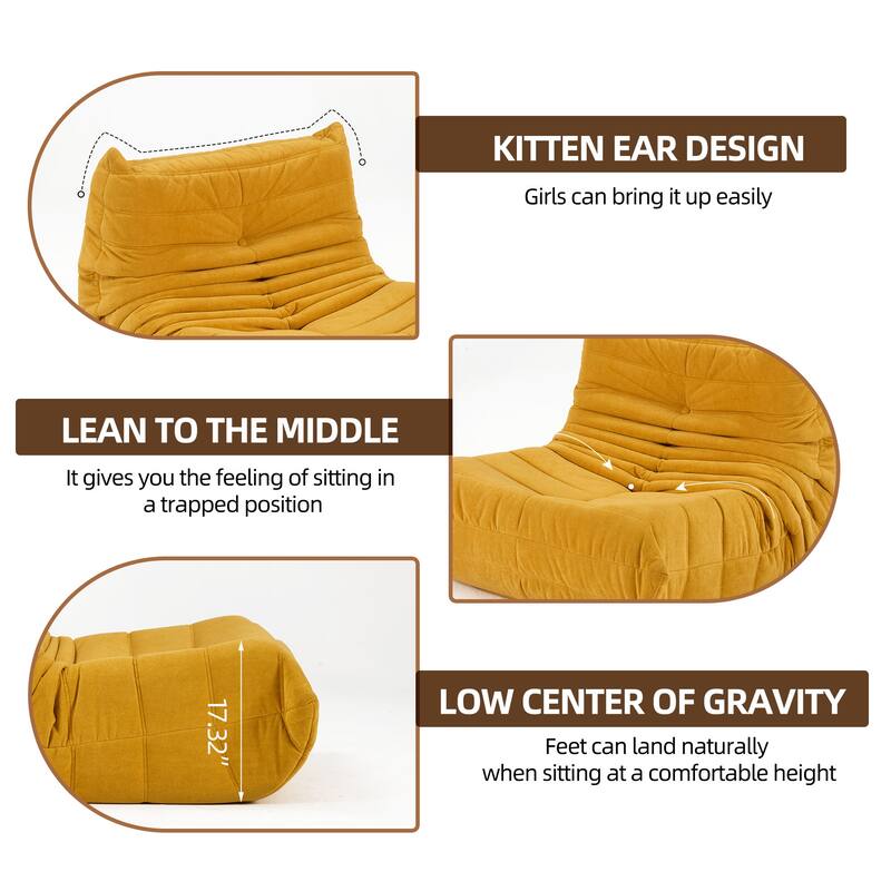 Ergonomic Sofa Sack Chair, Comfy Lazy Floor Sofa Armless Lounge Chair, Memory Foam Chair