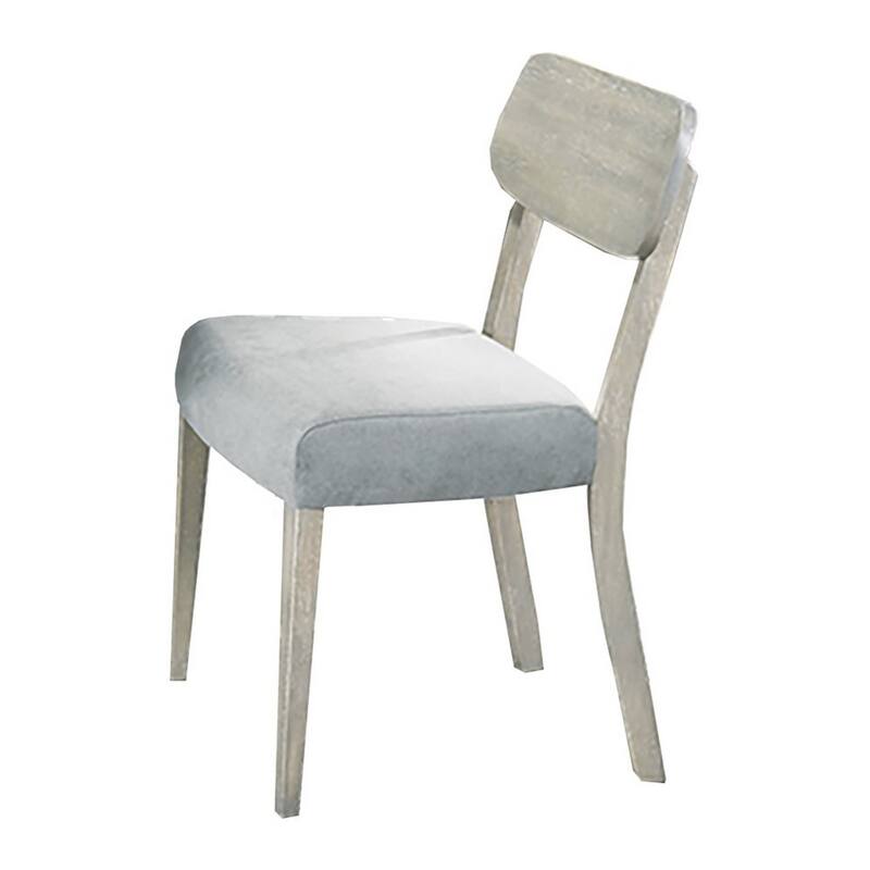 Romy Dining Chair with Open Back, Natural Wood Grain, Gray Fabric