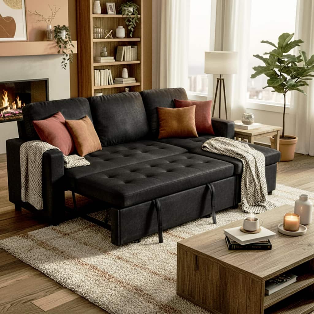 Small Couch Sofas with Pull Out Bed, Convertible Sleeper Sofa Bed with Storage for Small Spaces