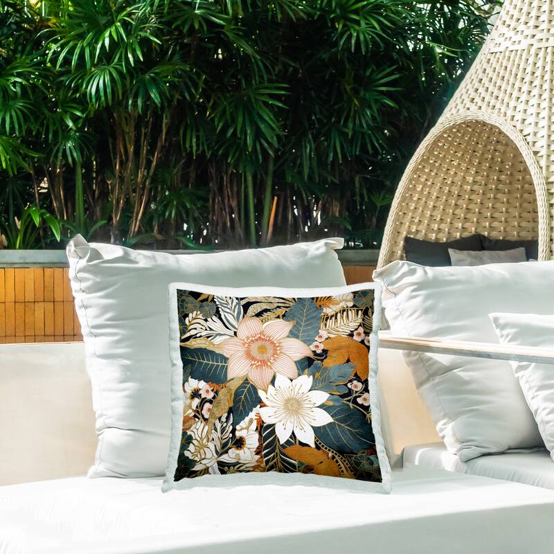 Stupell Boho Flower Pattern Printed Outdoor Throw Pillow Design by Sasha