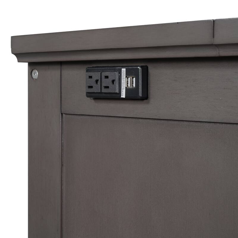 Solid Pine Murphy Bed with Charging Station and Large Storage Drawer